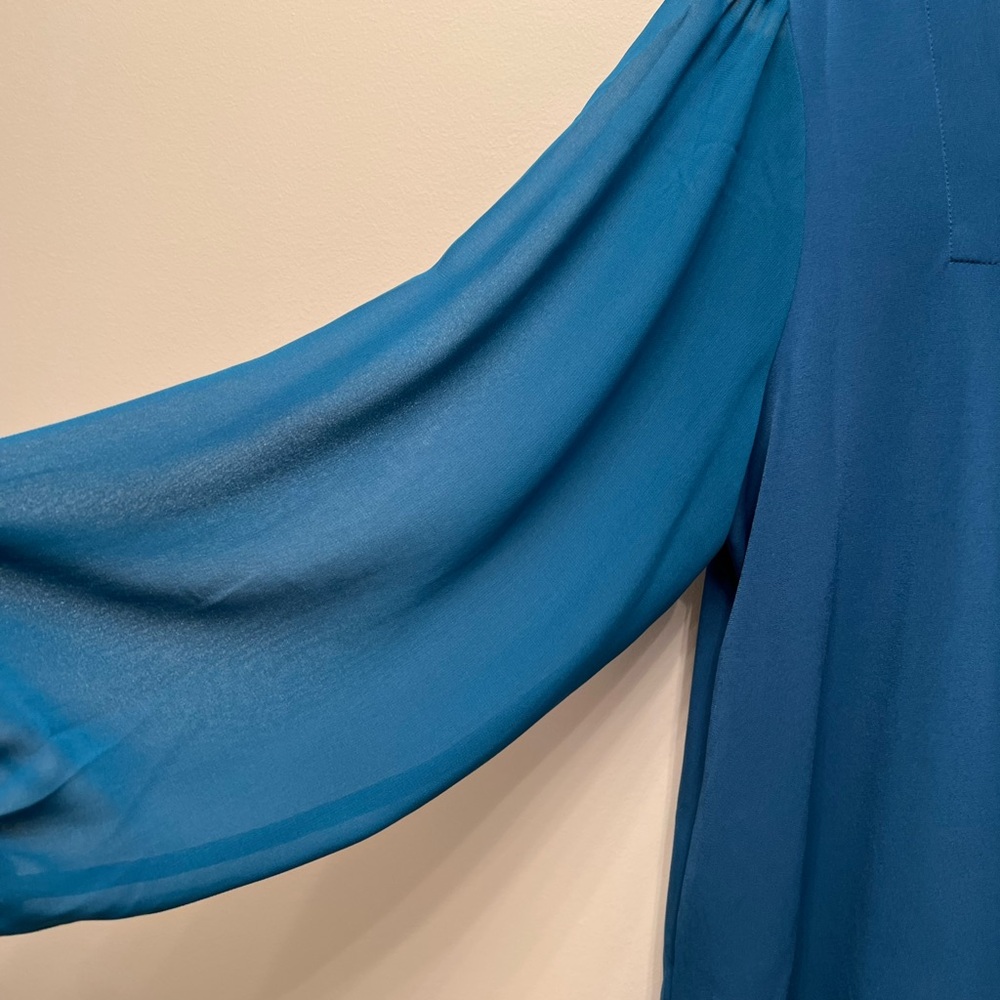 Calvin Klein Relaxed Teal long sheer sleeve blouse - Picture 7 of 8